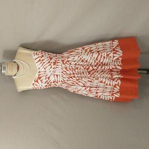 Talbots Collection Sundress Burnt Orange Cotton Leaf Print Adjustable Straps s10